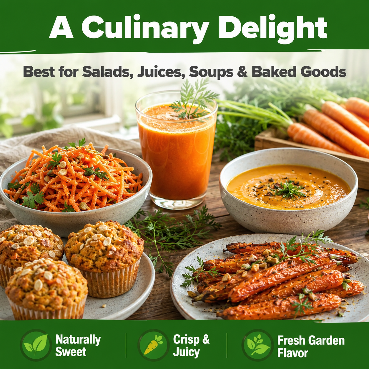 🥕 Sweet Crunch Carrot Seeds – Four-Season Planting for Crisp, Juicy Homegrown Carrots 🌱✨-DW