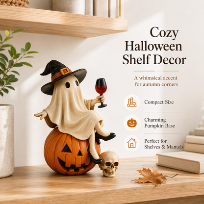 👻 Ghost Witch Wine Statue – Funny Halloween Resin Figurine for Spooky Home, Bar & Party Decor 🎃🍷-DW