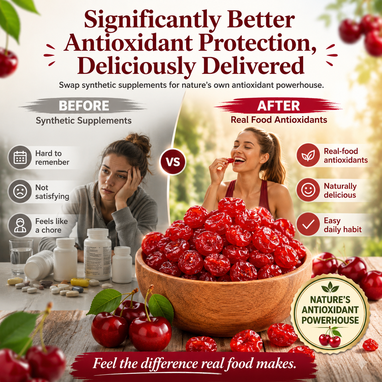 🍒 Natural Pitted Dried Cherries — High Fiber, Zero Sugar, Pure Antioxidant Goodness-Q1