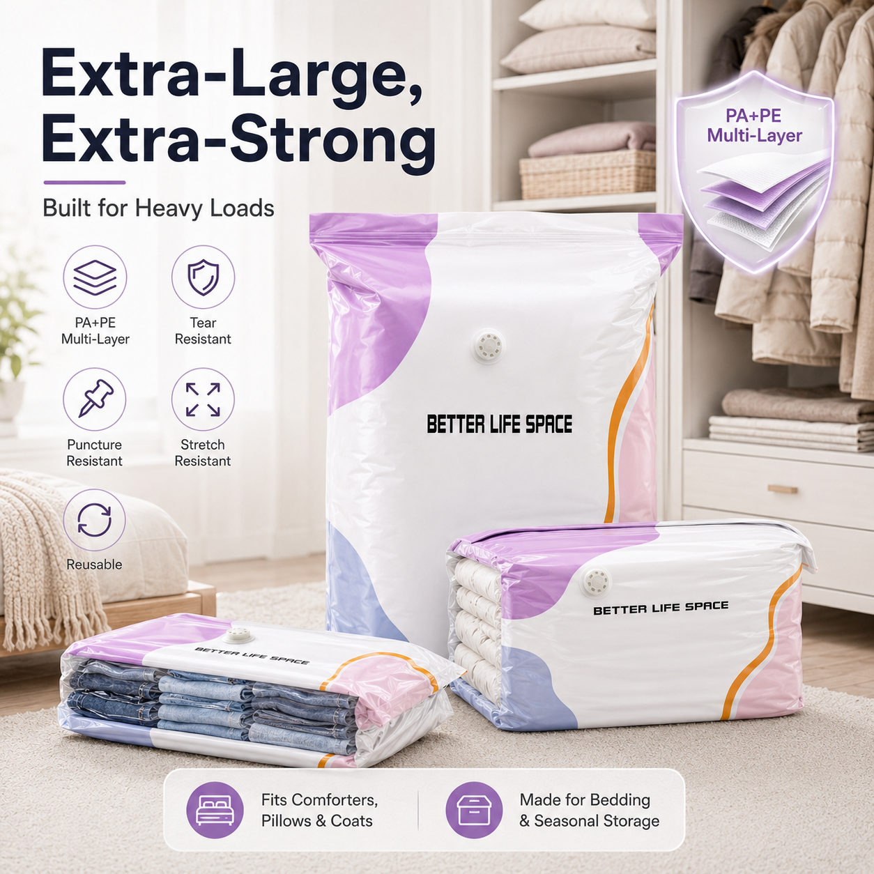 👕No-Pump Large Vacuum Storage Compression Bags-Q1