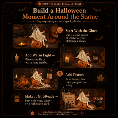 👻 Ghost Witch Wine Statue – Funny Halloween Resin Figurine for Spooky Home, Bar & Party Decor 🎃🍷-DW