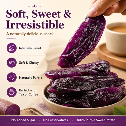🍠 Natural Purple Sweet Potato —9X Steamed & Sun-Dried, No Sugar Added, Soft, Sweet & Diabetic-Friendly-Q1