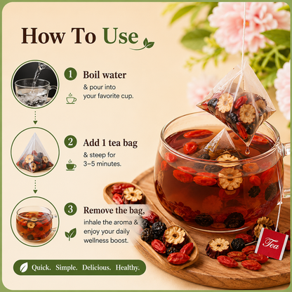 Ginseng 🌿 Five-Treasure Tea 🍵 – Herbal Wellness Blend ✨ for Daily Refreshment 💖 & Natural Balance-QR