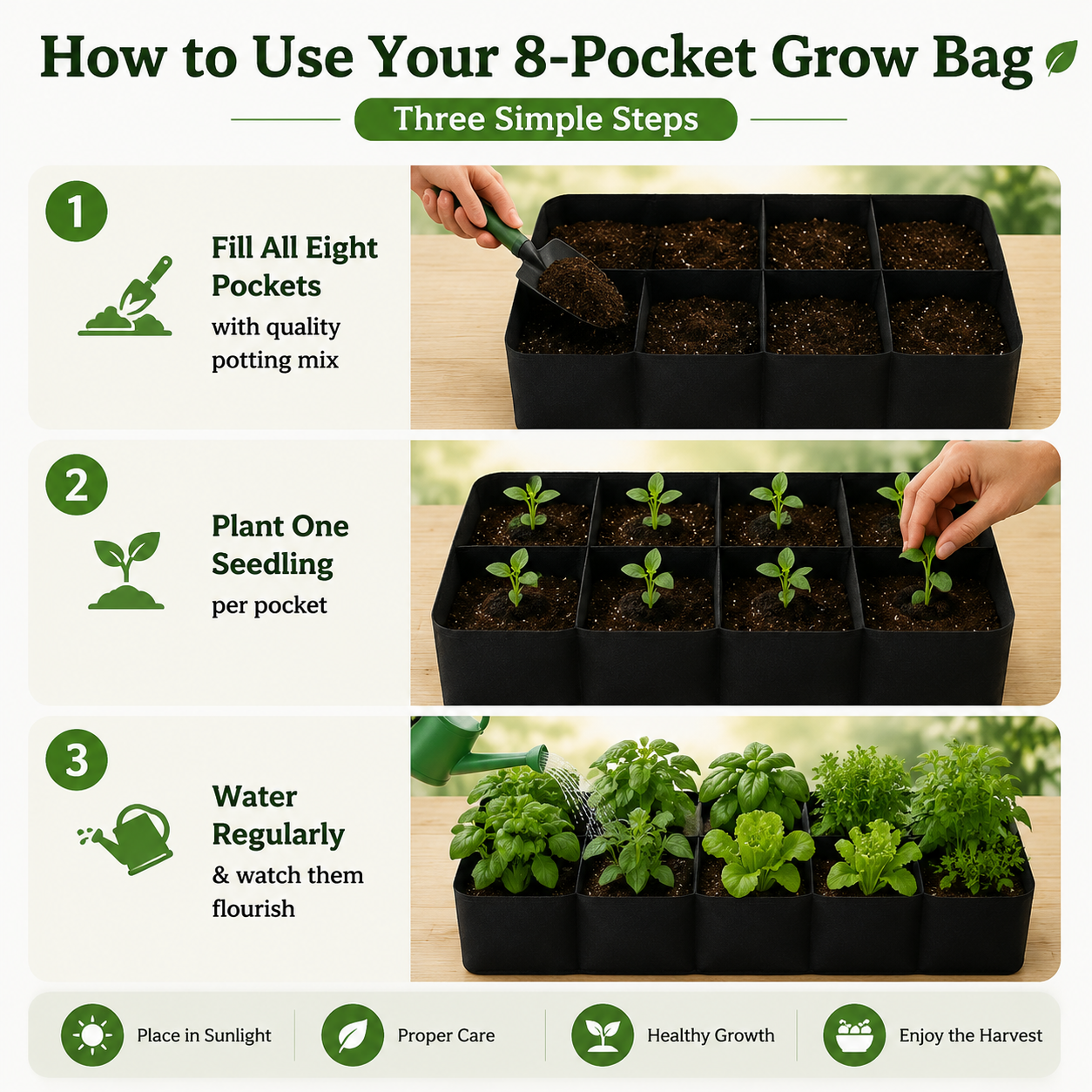 🌱 Divided Fabric Grow Bags — One Bag, Eight Plants, Zero Root Tangles-Q1
