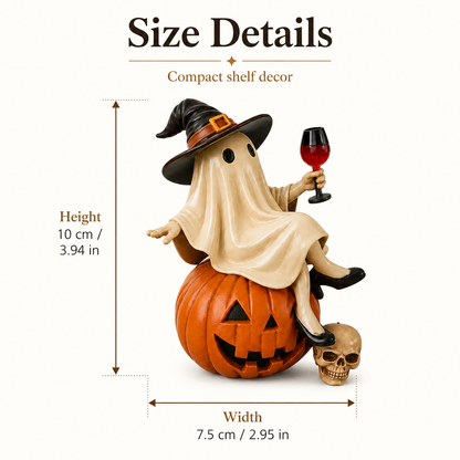 👻 Ghost Witch Wine Statue – Funny Halloween Resin Figurine for Spooky Home, Bar & Party Decor 🎃🍷-DW