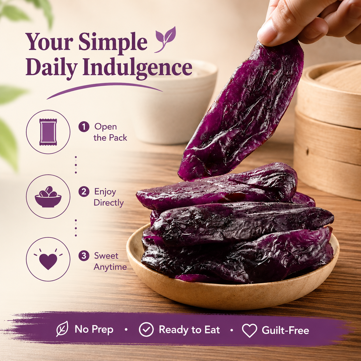 🍠 Natural Purple Sweet Potato —9X Steamed & Sun-Dried, No Sugar Added, Soft, Sweet & Diabetic-Friendly-Q1