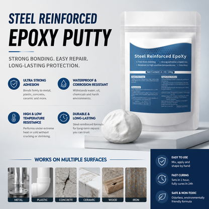 Steel Reinforced Epoxy Clay – Strong Adhesion, Free‑Form Molding, Permanent Repair-QE
