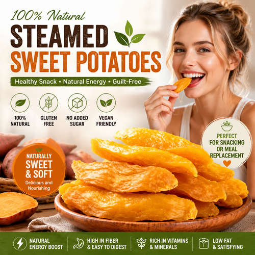 No Added Sugar 🍠 Double-Steamed Sweet Potato ✨ – Naturally Sweet & Wholesome Snack-QR