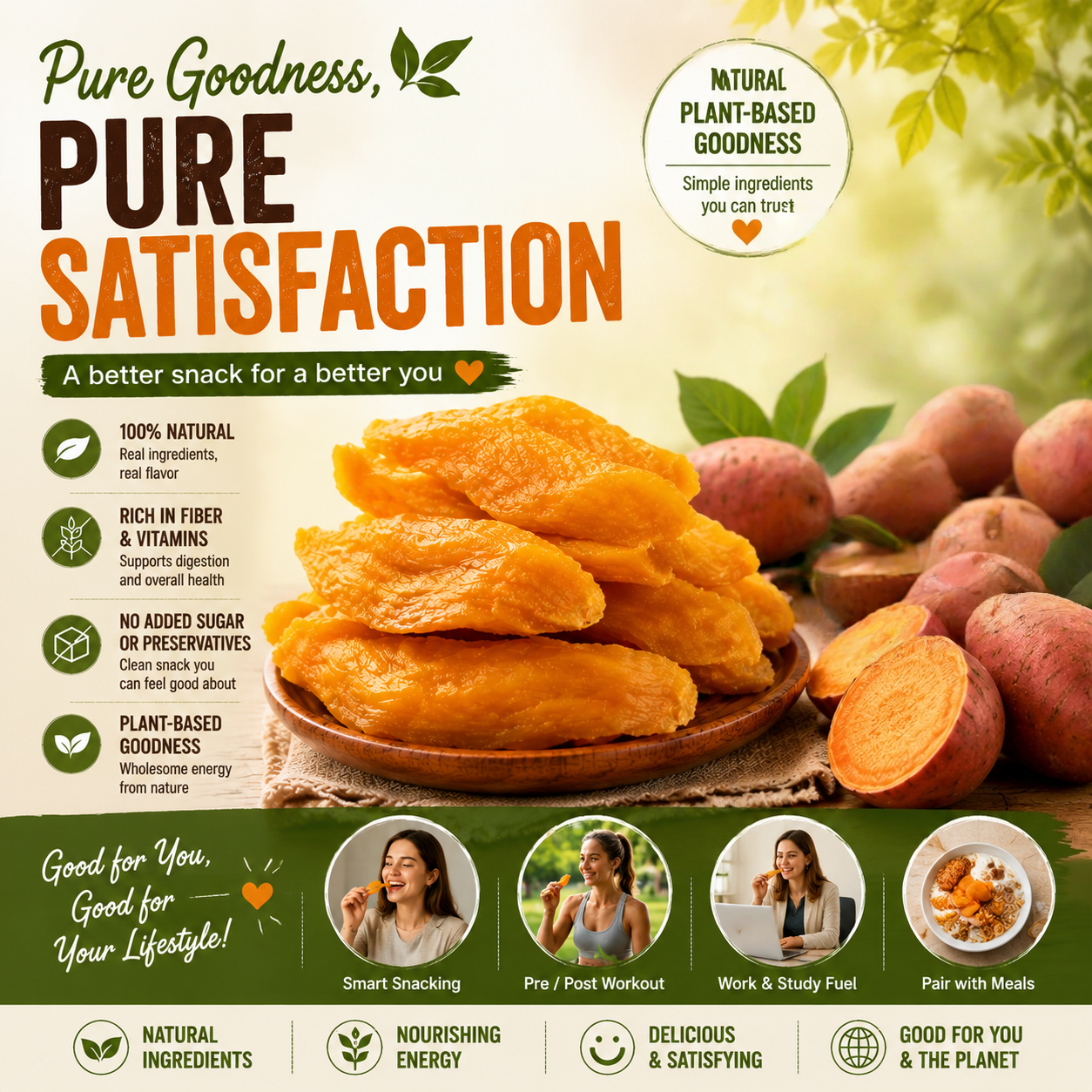 No Added Sugar 🍠 Double-Steamed Sweet Potato ✨ – Naturally Sweet & Wholesome Snack-QR