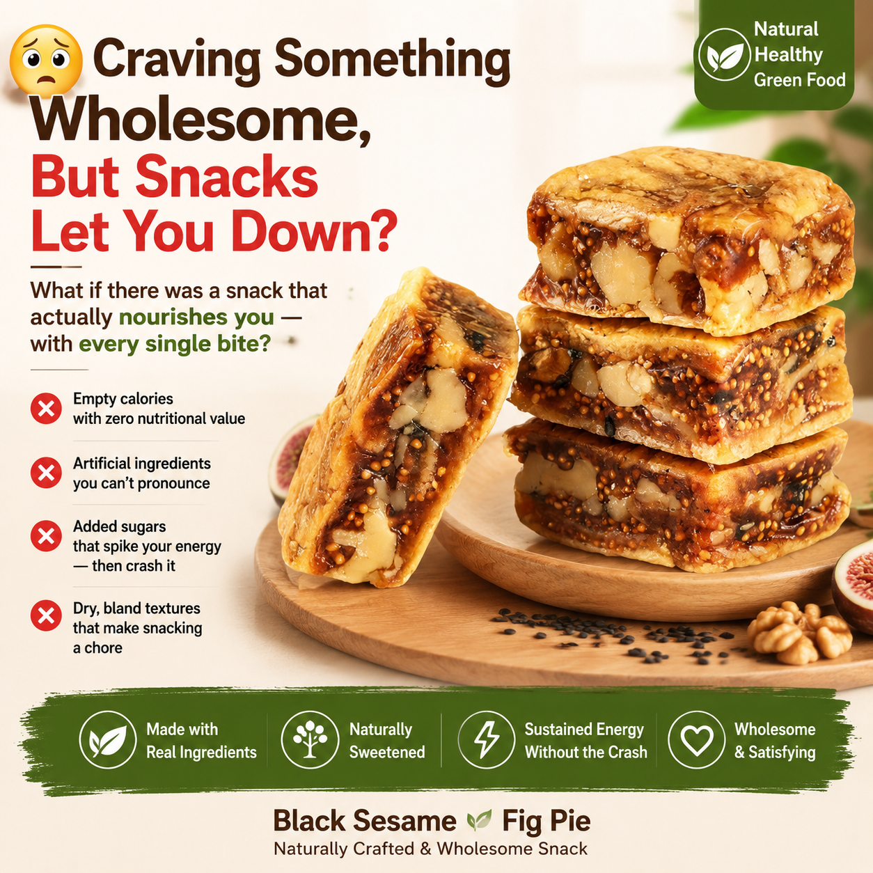 Black Sesame 🌿 Fig Pie 🥧 – Naturally Crafted & Wholesome Snack-QR