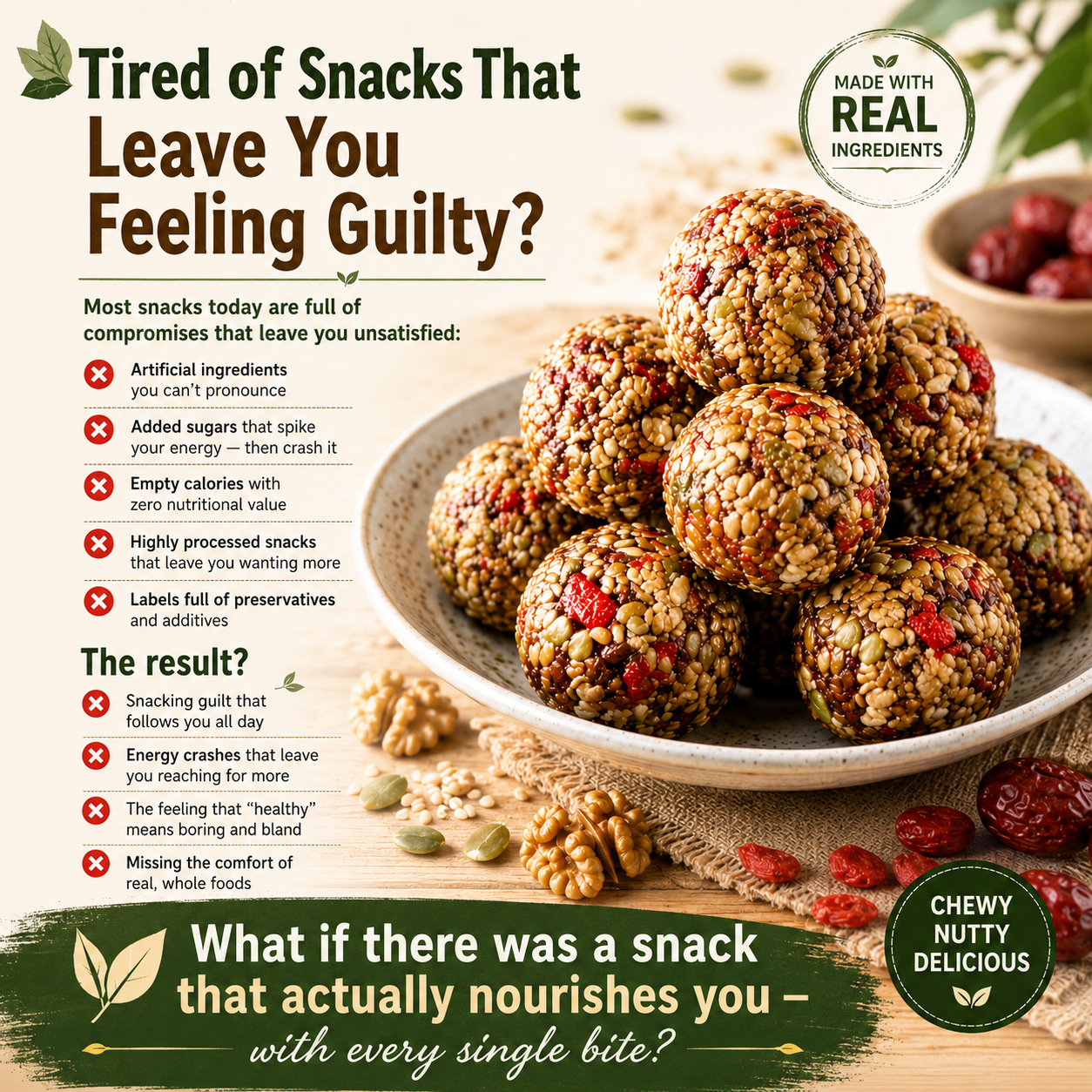 Astragalus 🌿 Codonopsis & Black Sesame Balls 🍫 – Naturally Crafted Herbal Snack ✨💖-QR
