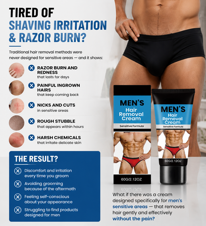 🧔 Men's Intimate Hair Removal Cream ✨ – Gentle Grooming Care 🌿 for Smooth, Comfortable Skin-QR