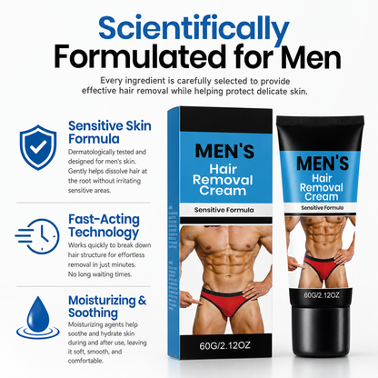 🧔 Men's Intimate Hair Removal Cream ✨ – Gentle Grooming Care 🌿 for Smooth, Comfortable Skin-QR