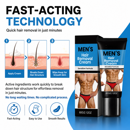 🧔 Men's Intimate Hair Removal Cream ✨ – Gentle Grooming Care 🌿 for Smooth, Comfortable Skin-QR