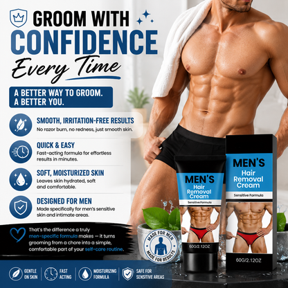 🧔 Men's Intimate Hair Removal Cream ✨ – Gentle Grooming Care 🌿 for Smooth, Comfortable Skin-QR