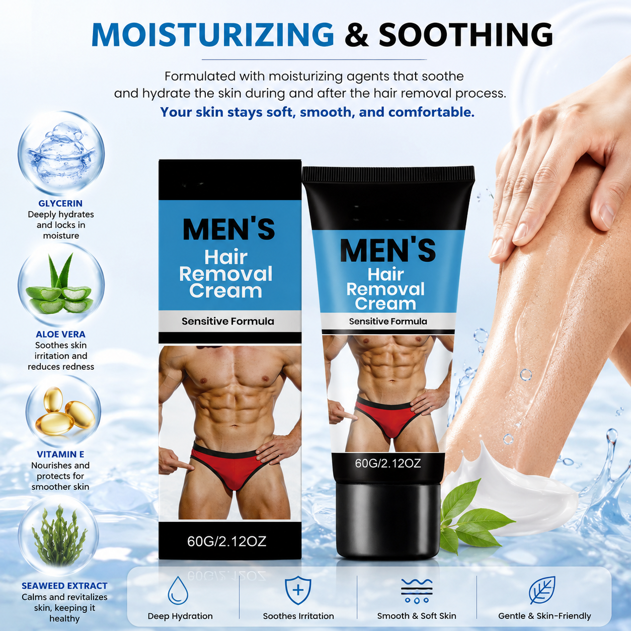 🧔 Men's Intimate Hair Removal Cream ✨ – Gentle Grooming Care 🌿 for Smooth, Comfortable Skin-QR