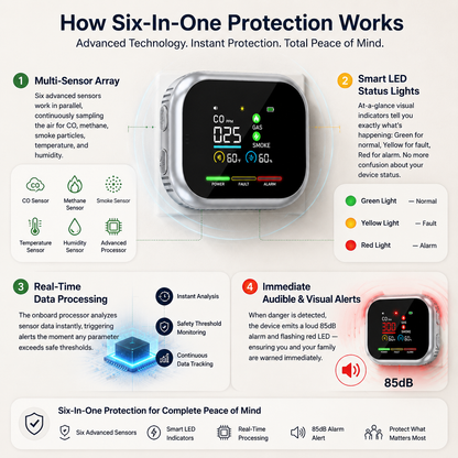 6-in-1 🔍 Combustible Gas Detector ✨ – Portable Safety Monitor 🚨 for Home 🏡 Workshop 🔧 & Travel-QR
