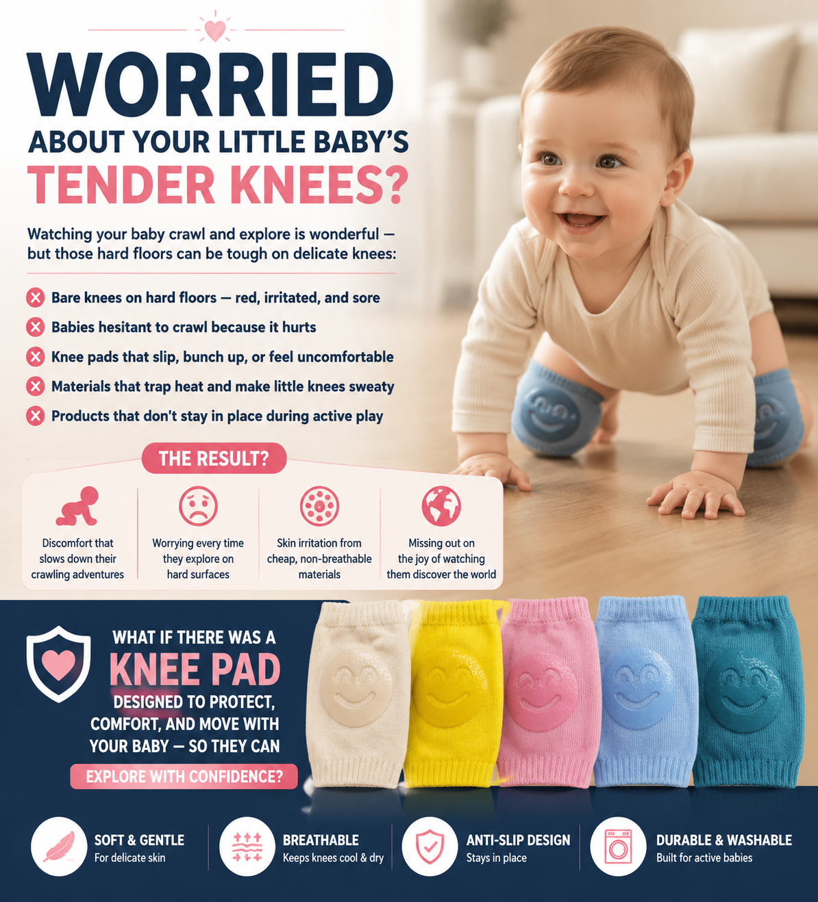 🦵 Baby Knee Pads 👶✨ – Soft Crawling Protection 🛡️ for Comfortable Daily Movement 💖-QR