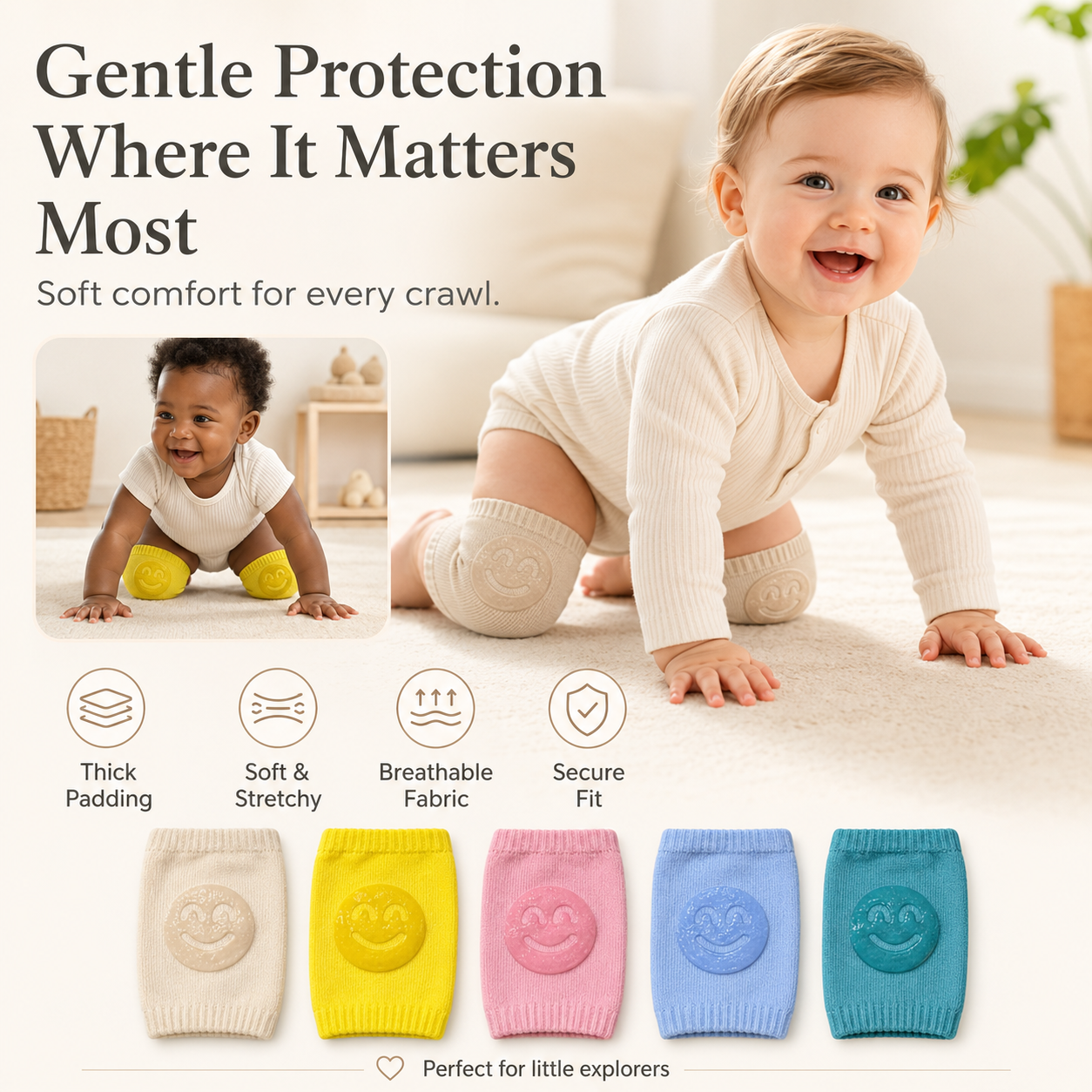 🦵 Baby Knee Pads 👶✨ – Soft Crawling Protection 🛡️ for Comfortable Daily Movement 💖-QR