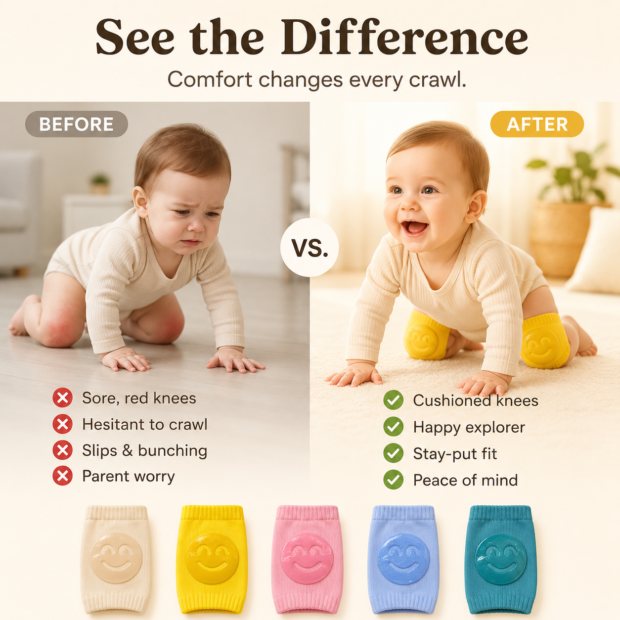 🦵 Baby Knee Pads 👶✨ – Soft Crawling Protection 🛡️ for Comfortable Daily Movement 💖-QR