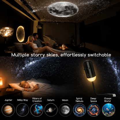 Smart ✨ Holographic Star & Ocean Night Light Projector 🌌 – Dreamy Ambient Room Lighting 💖-QR
