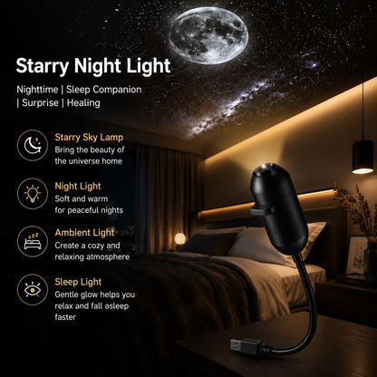 Smart ✨ Holographic Star & Ocean Night Light Projector 🌌 – Dreamy Ambient Room Lighting 💖-QR