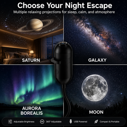 Smart ✨ Holographic Star & Ocean Night Light Projector 🌌 – Dreamy Ambient Room Lighting 💖-QR