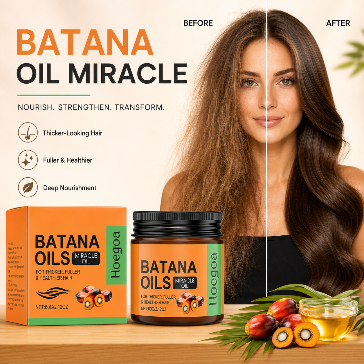 Batana Oil 🌿 Hair Treatment ✨ – Deep Nourishing Care 💖 for Soft, Healthy-Looking Hair 🌸-QR