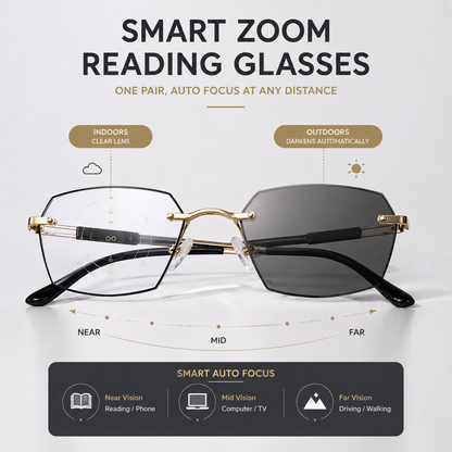 👓 Smart Photochromic Reading Glasses – Blue Light Blocking, Auto Tint, Anti‑Fatigue-QE