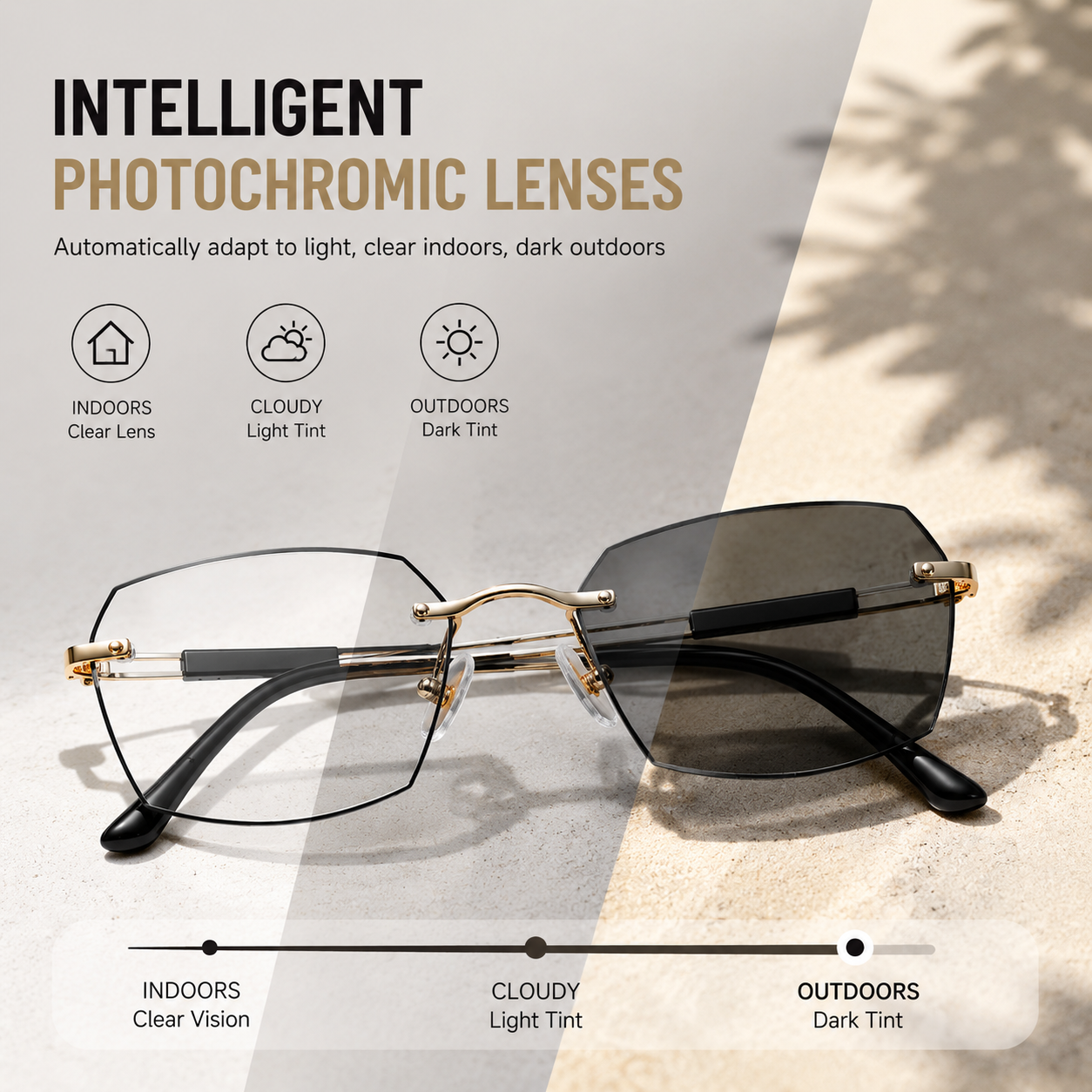👓 Smart Photochromic Reading Glasses – Blue Light Blocking, Auto Tint, Anti‑Fatigue-QE