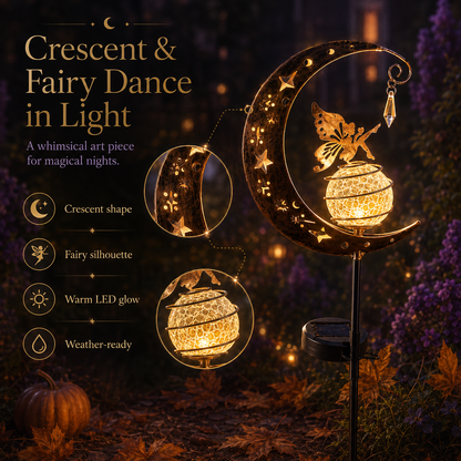 Solar Fairy 🌙 Garden Stake Light ✨ – Enchanted Crescent Lamp 🌿 for Magical Outdoor Decor 🏡💖-QR