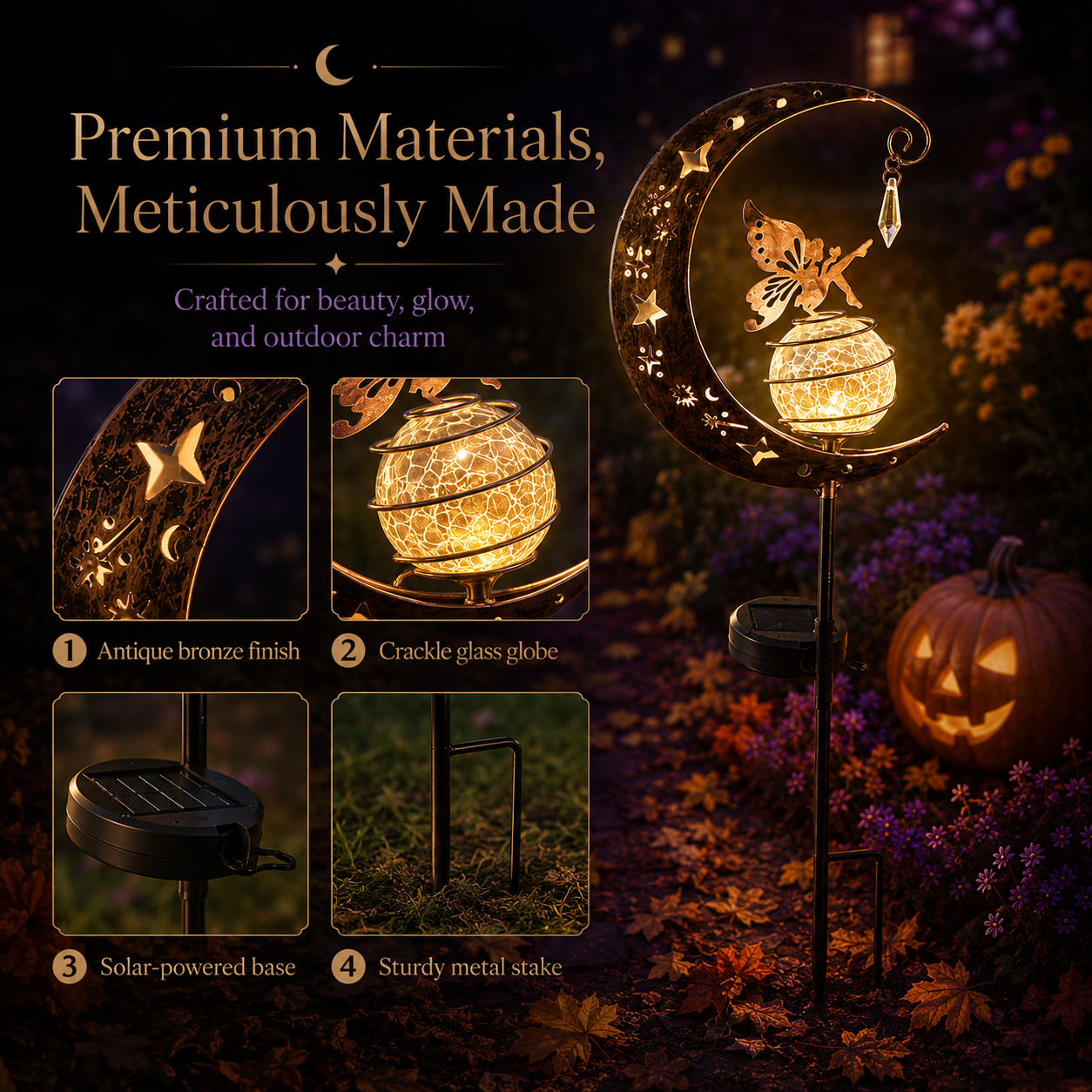 Solar Fairy 🌙 Garden Stake Light ✨ – Enchanted Crescent Lamp 🌿 for Magical Outdoor Decor 🏡💖-QR