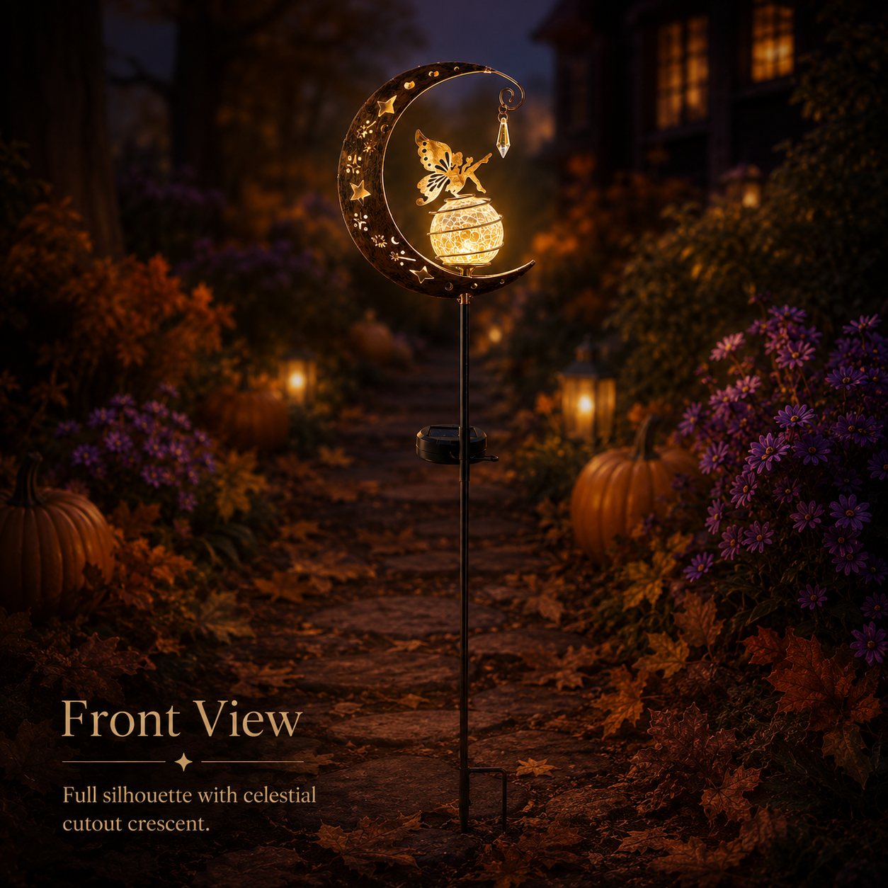 Solar Fairy 🌙 Garden Stake Light ✨ – Enchanted Crescent Lamp 🌿 for Magical Outdoor Decor 🏡💖-QR