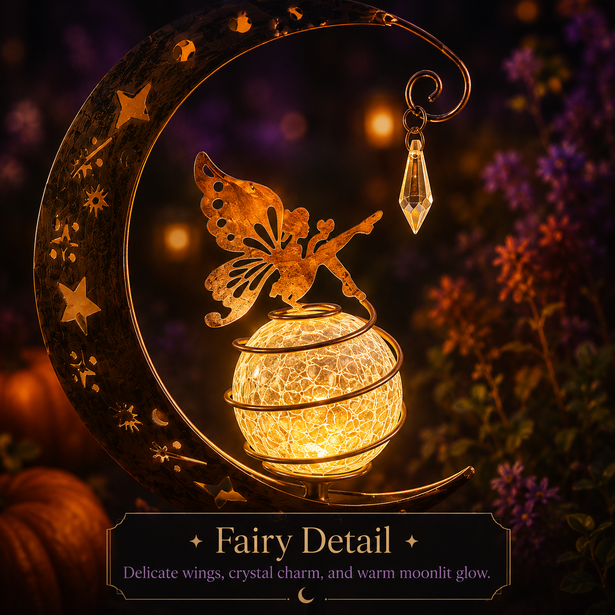 Solar Fairy 🌙 Garden Stake Light ✨ – Enchanted Crescent Lamp 🌿 for Magical Outdoor Decor 🏡💖-QR