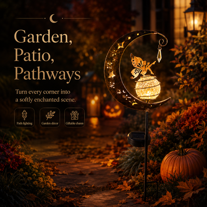 Solar Fairy 🌙 Garden Stake Light ✨ – Enchanted Crescent Lamp 🌿 for Magical Outdoor Decor 🏡💖-QR