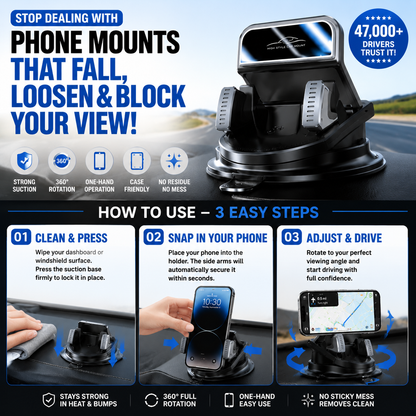 Car phone holder 360 degree rotation, suitablefor car navigation in-car dashboard-QO