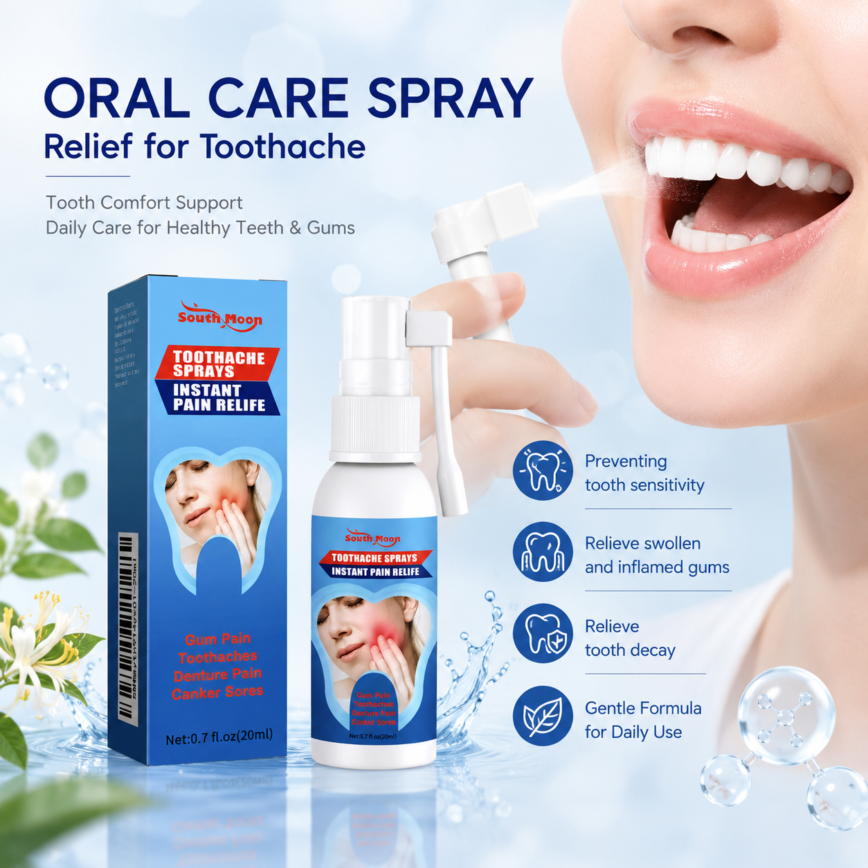 🛒50% OFF🔥-🌿 South Moon Toothache Spray – Instant Pain Relief, Natural & Gentle-QE