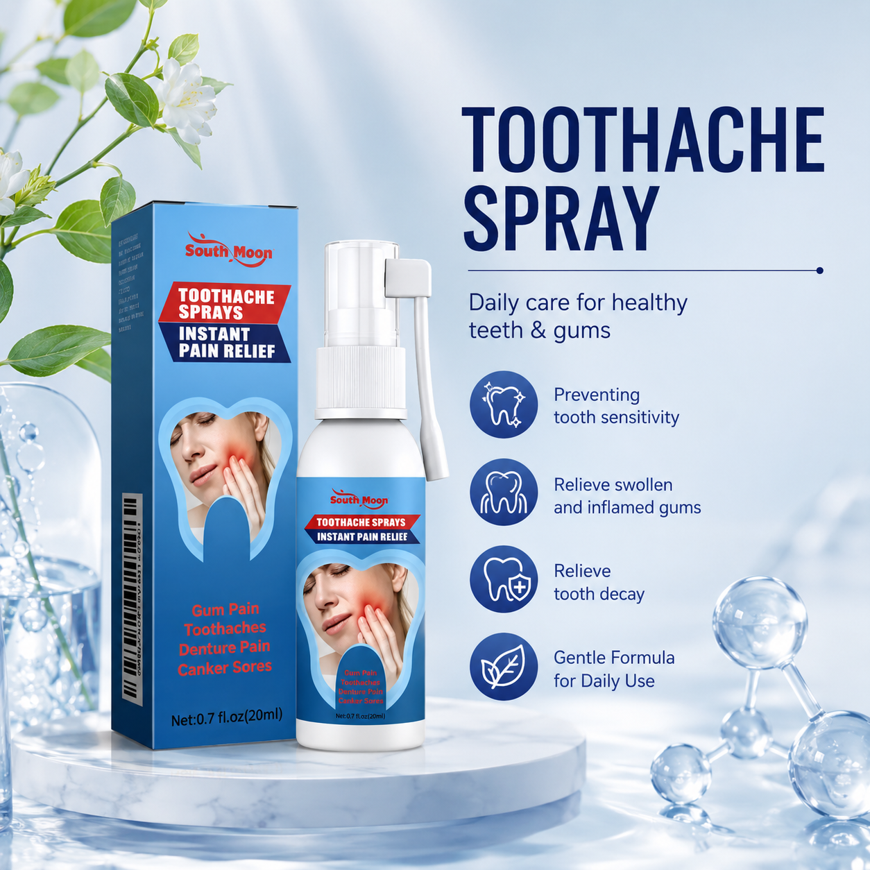 🛒50% OFF🔥-🌿 South Moon Toothache Spray – Instant Pain Relief, Natural & Gentle-QE