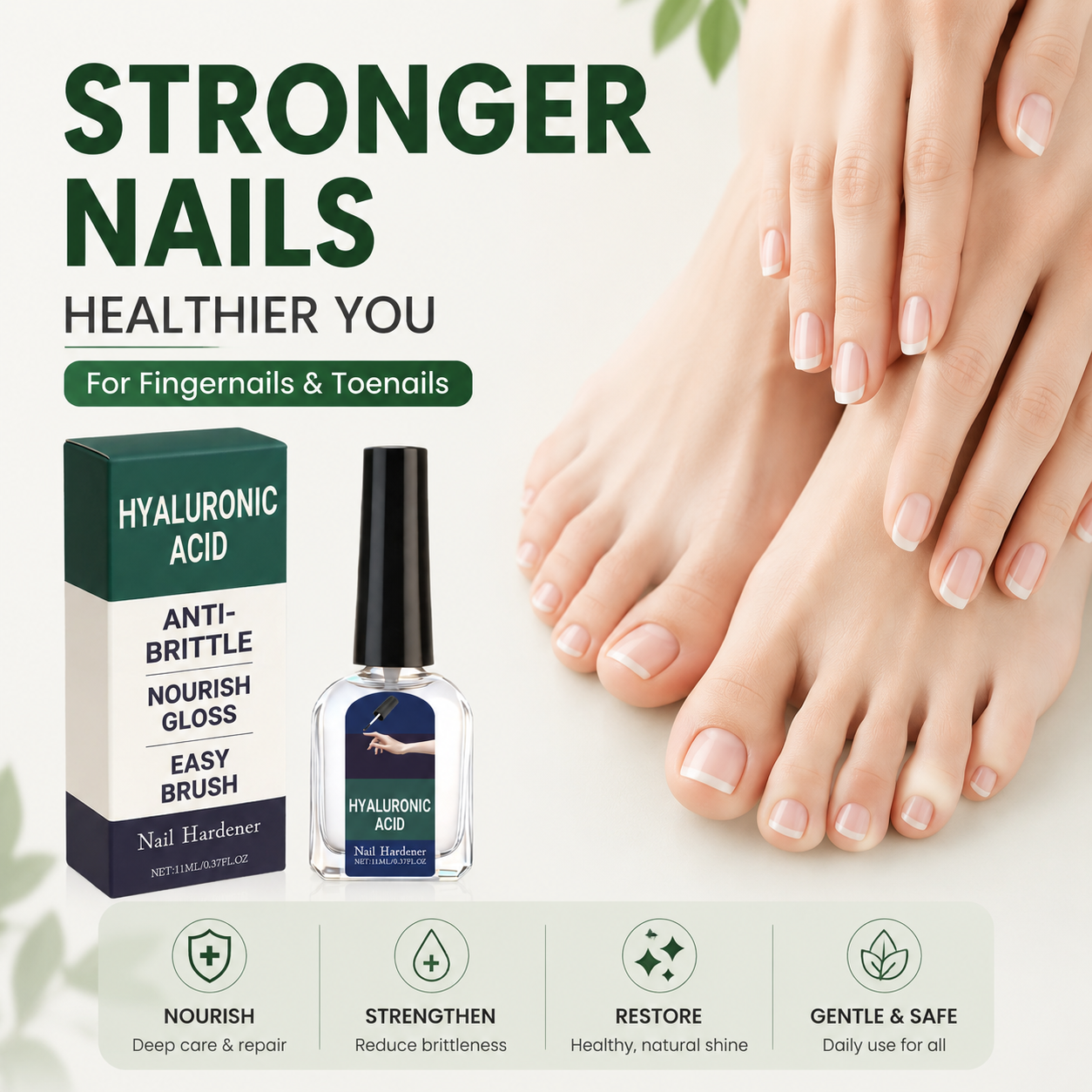 Hyaluronic Acid Nail Hardener – Triple Action Antifungal Solution-QE