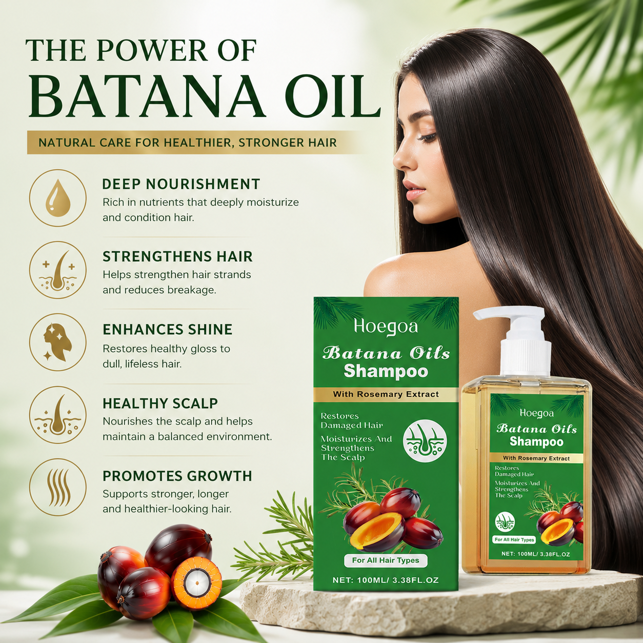 Batana Oil & Rosemary Shampoo – Restores Damaged Hair, Strengthens Scalp-QE