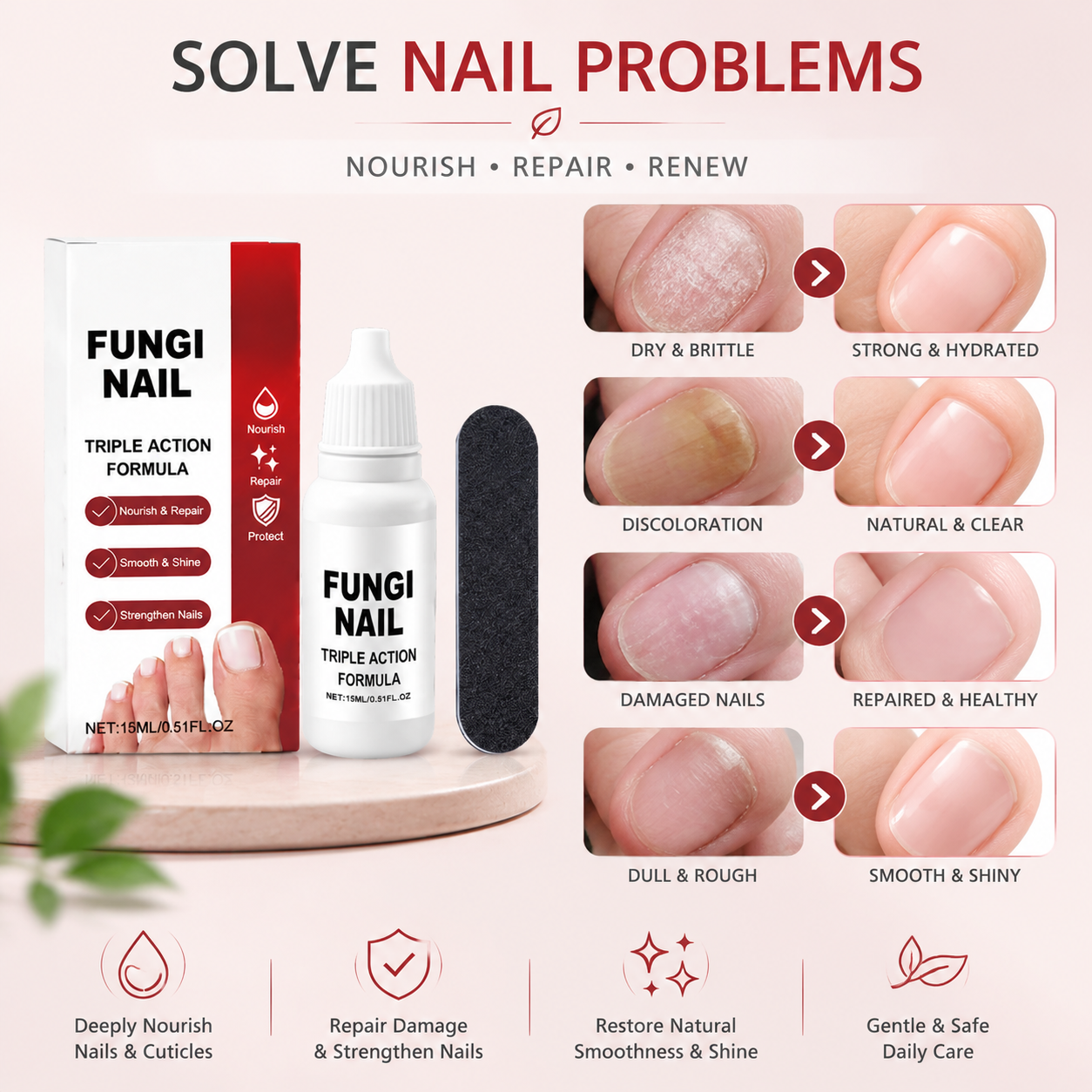 💧 Fungi Triple Action Nutrient Oil – Natural Care Drops for Damaged Nails-QE