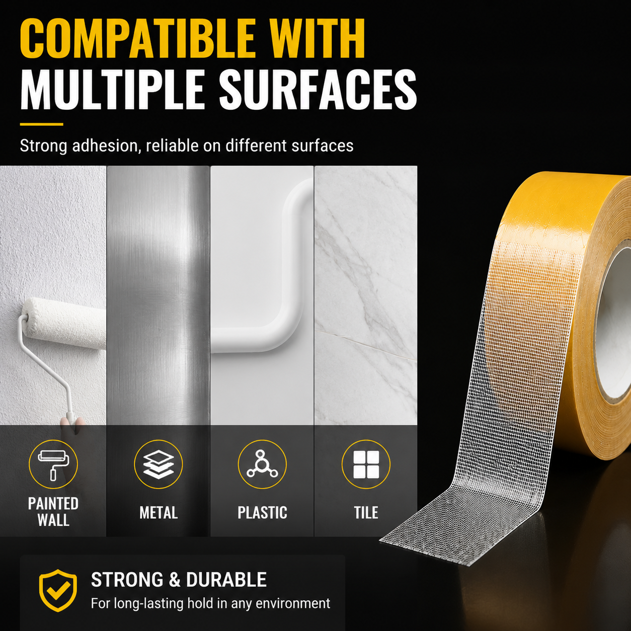 Waterproof Strong Double-Sided Tape – Heavy Duty Mesh Cloth Tape for Carpet, DIY & Home Fixing-QE