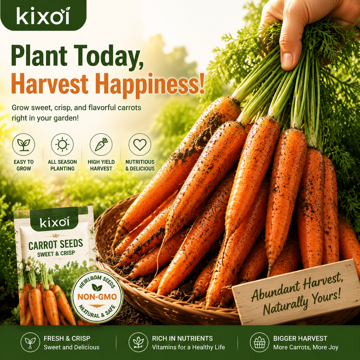 🥕 Sweet & Crunchy Carrot Seeds – Grow Your Own Garden-to-Table Harvest-QE