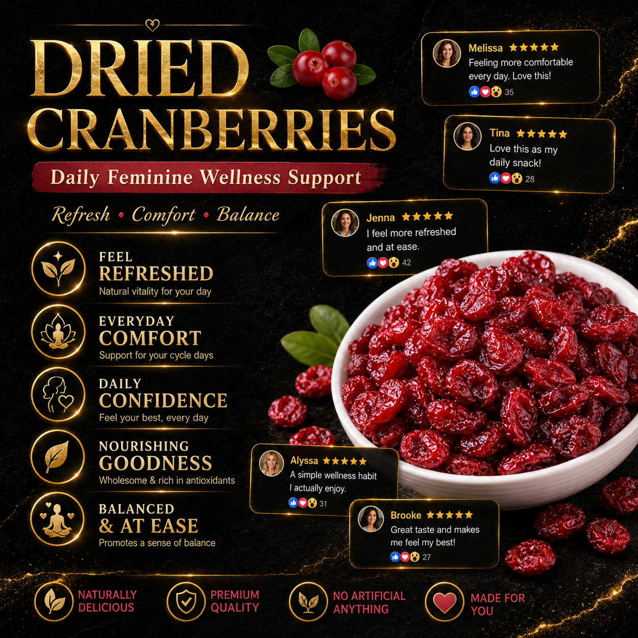 🍒 Sweet, Chewy & Naturally Satisfying – Premium Dried Cranberries 🌿-QO
