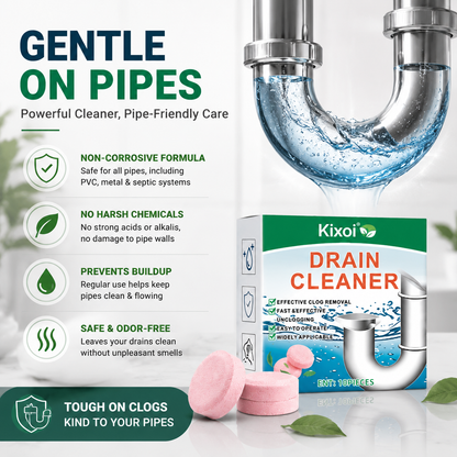 Drain Cleaning Effervescent Tablets – Powerful Unclogging, Odor Removal & Pipe Maintenance-QE