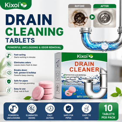 Drain Cleaning Effervescent Tablets – Powerful Unclogging, Odor Removal & Pipe Maintenance-QE