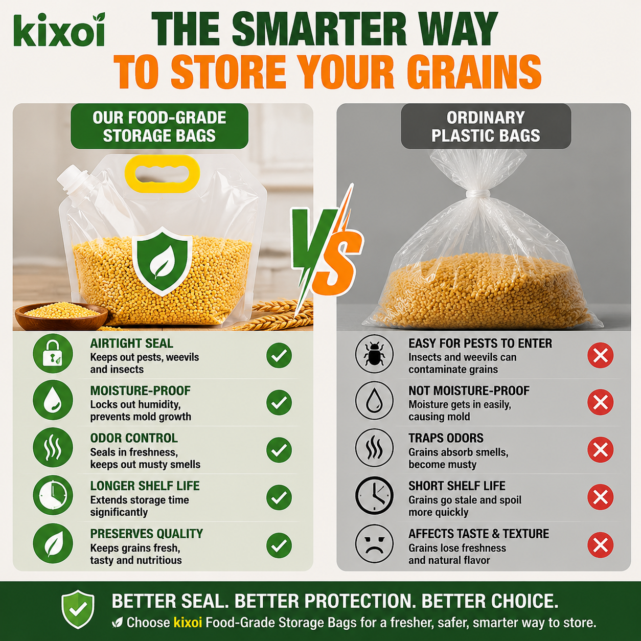 Food-Grade Cereal Storage Bags – Airtight, Moisture-Proof & Reusable-QE