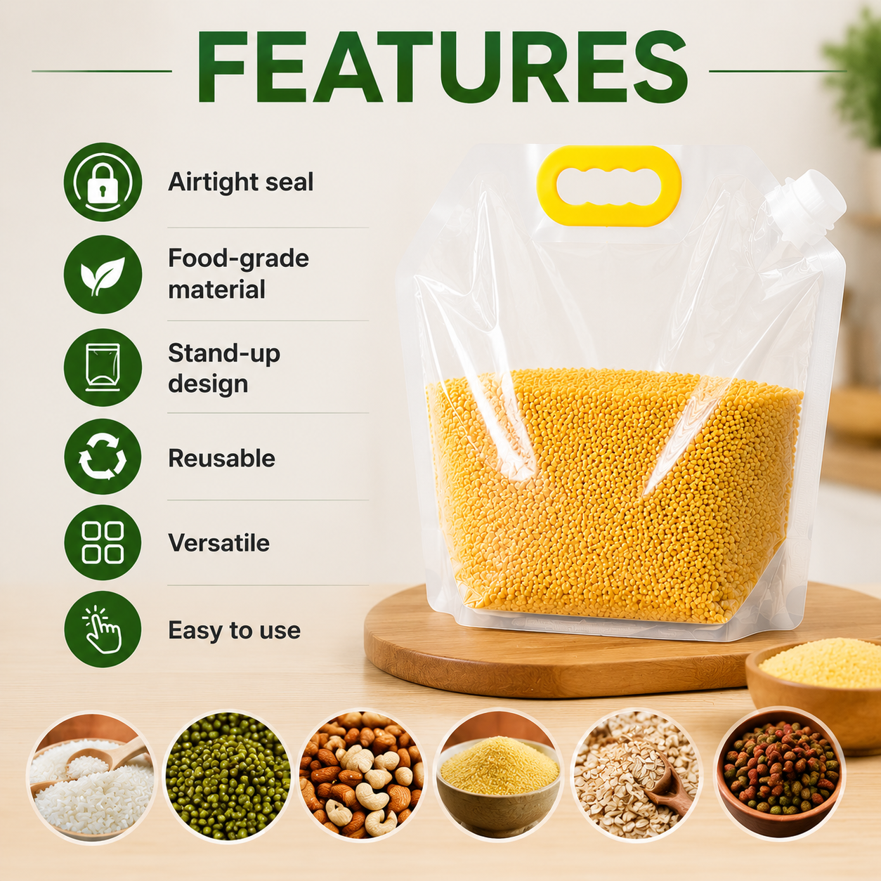 Food-Grade Cereal Storage Bags – Airtight, Moisture-Proof & Reusable-QE