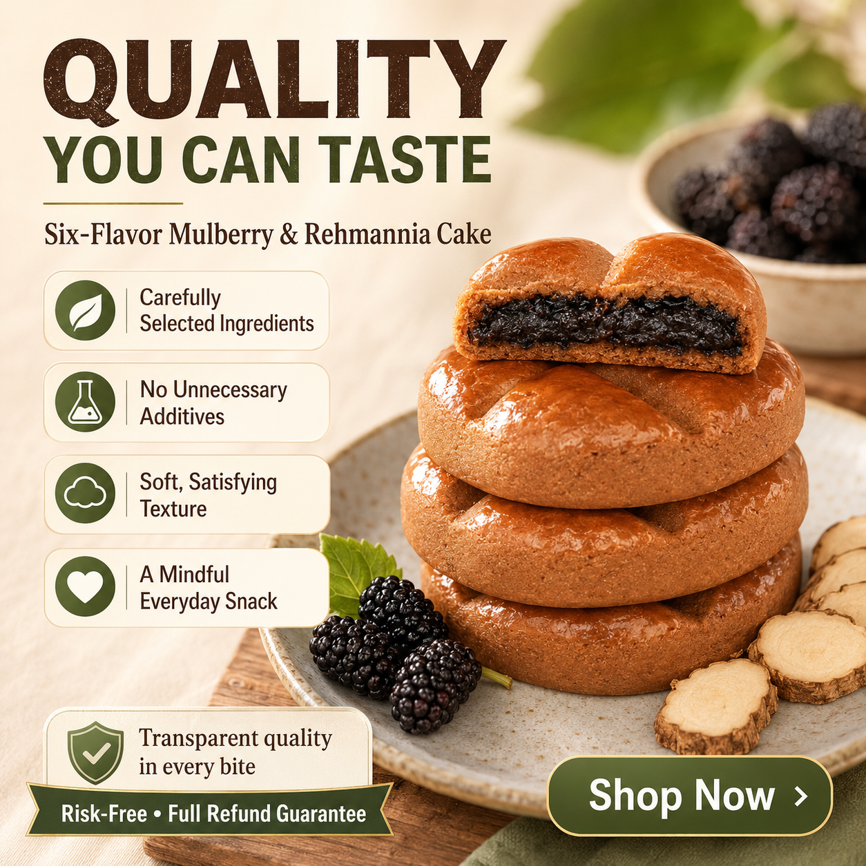 😋Six-Fruit Mulberry & Rehmannia Cake – 🍃 A delicious herbal-style snack inspired by traditional ingredients, perfect for your daily wellness routine and balanced lifestyle -QO
