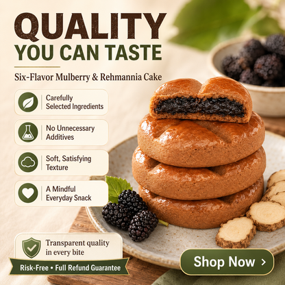 😋Six-Fruit Mulberry & Rehmannia Cake – 🍃 A delicious herbal-style snack inspired by traditional ingredients, perfect for your daily wellness routine and balanced lifestyle -QO